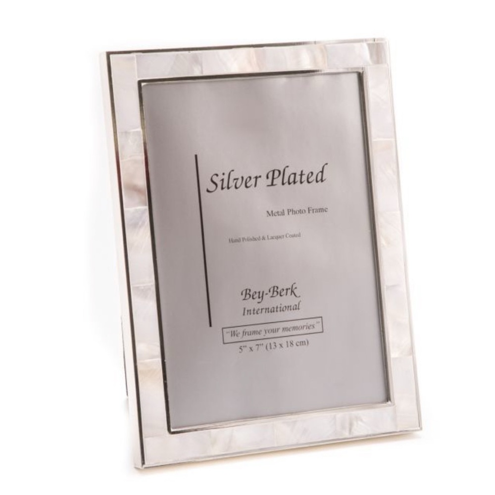 NEW BEY-BERK Silver Plated Trim & Mother Of Pearl 5 X 7” Picture Frame SF 116-11